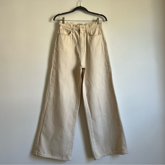 Triarchy High Rise Wide Leg Jeans in Off White - Picture 3 of 16